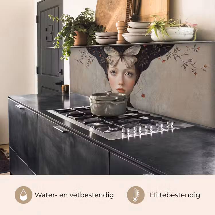 Keuken achterwand - Woman - Butterfly - Art - Classic - Muted — 3
