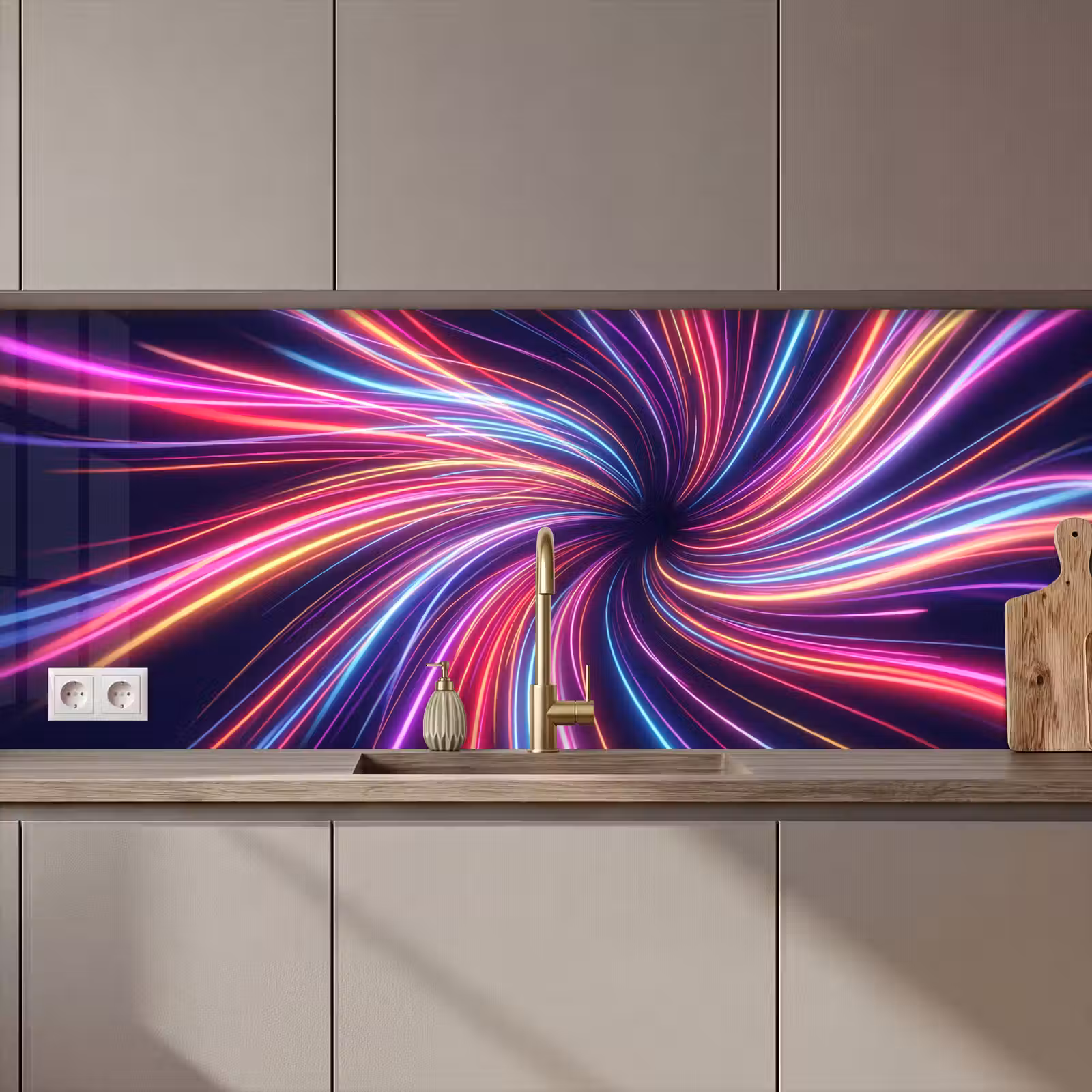 Keuken achterwand - Abstract - Swirl - Futuristic - Neon — 1