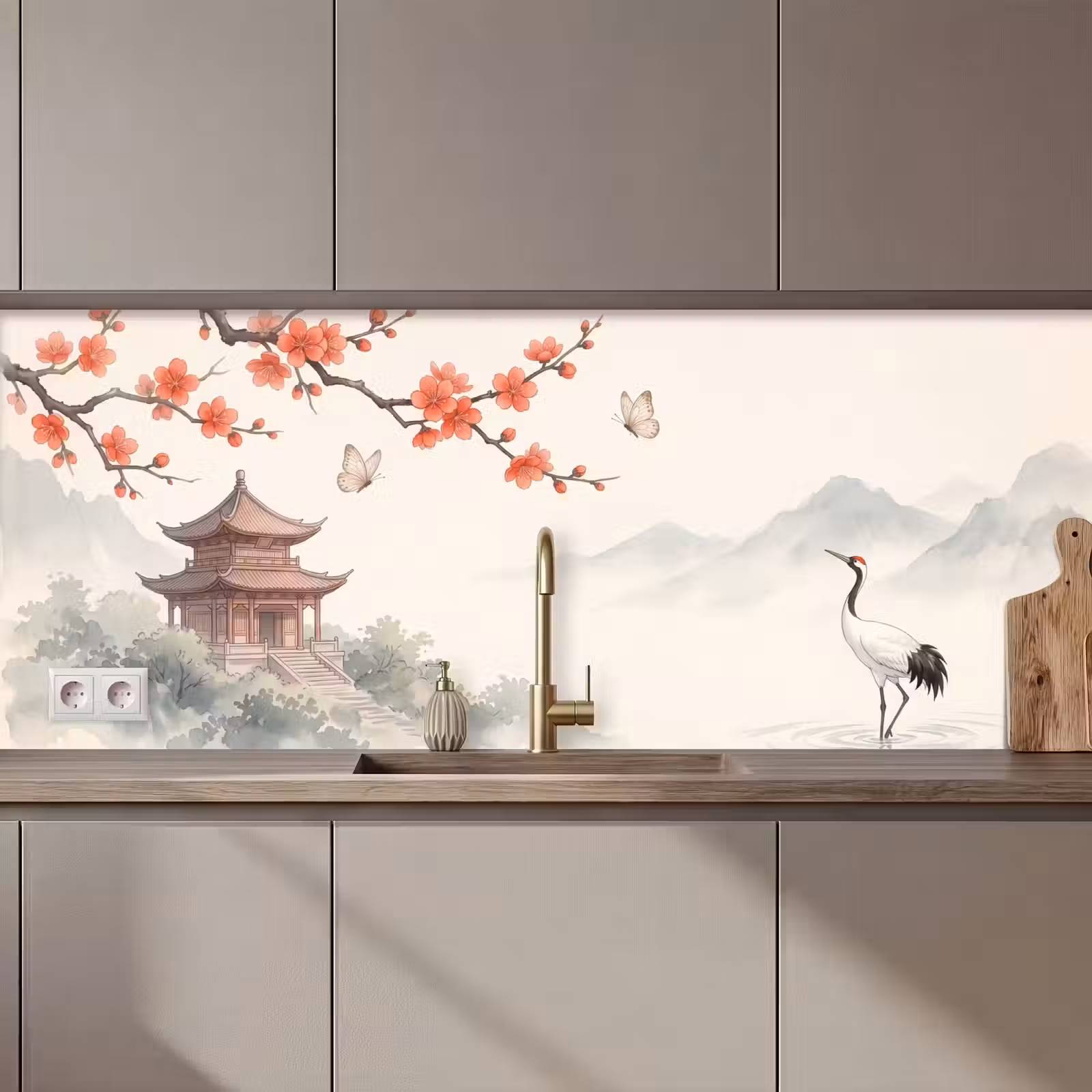 Keuken achterwand - Kraanvogel - Azië - Klassiek — 1