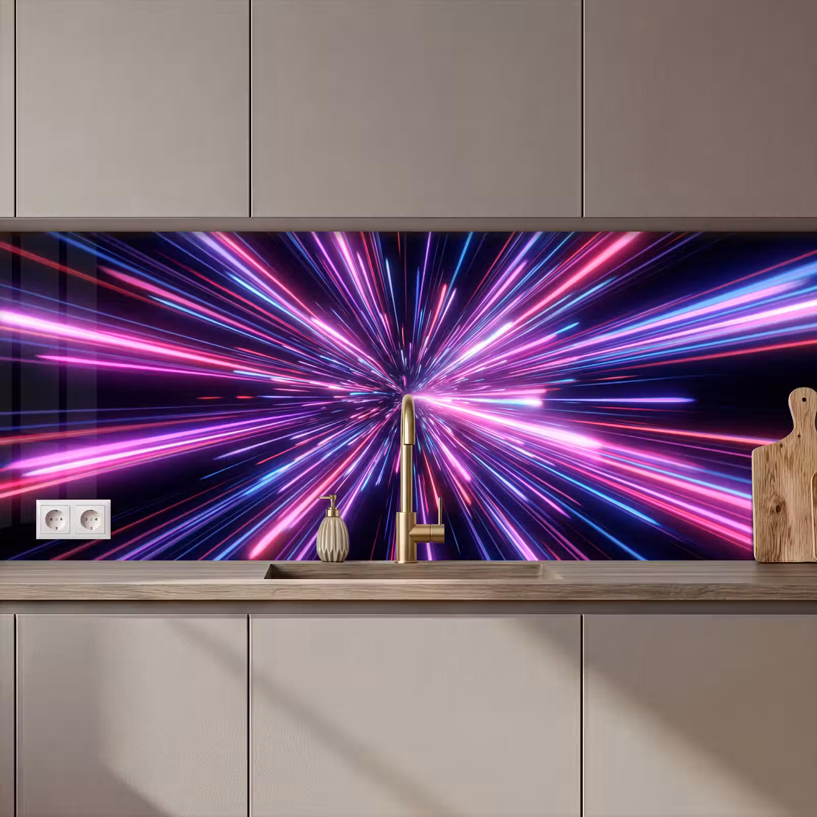 Keuken achterwand - Lichtsnelheid - Ruimte - Roze - Paars — 1