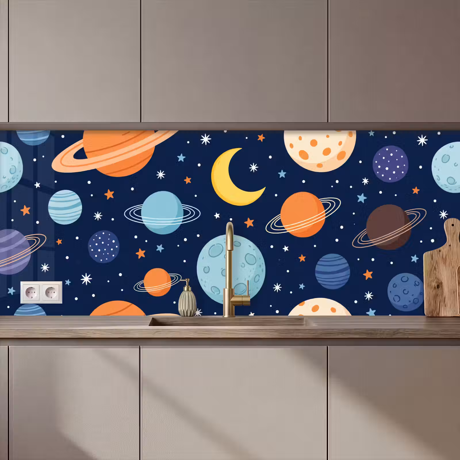 Keuken achterwand - Ruimte - Planeten - Kleurrijk — 1