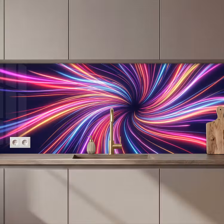 Keuken achterwand - Abstract - Swirl - Futuristic - Neon — 1