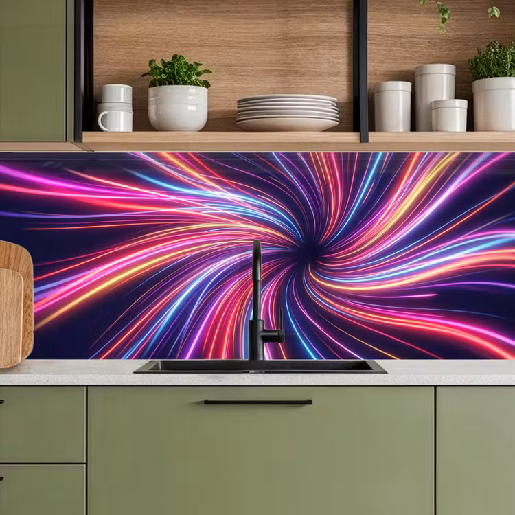 Keuken achterwand - Abstract - Swirl - Futuristic - Neon — 5