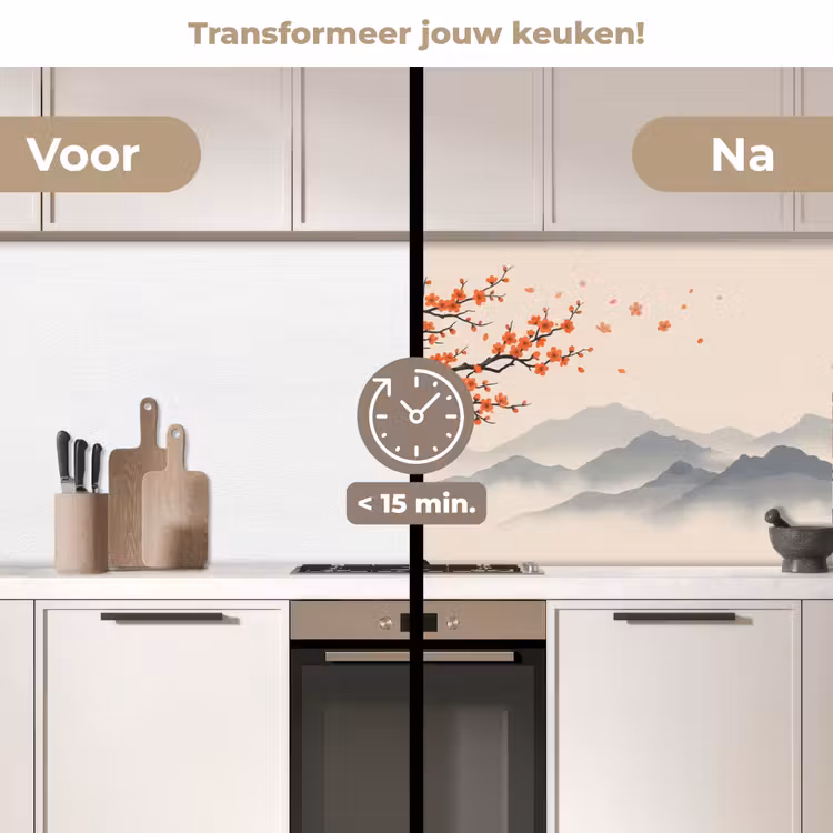 Keuken achterwand - Aziatisch - Bloesem - Rood — 2