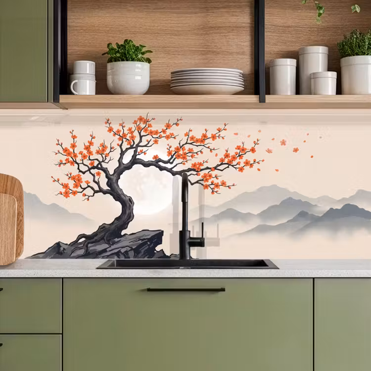Keuken achterwand - Aziatisch - Bloesem - Rood — 5