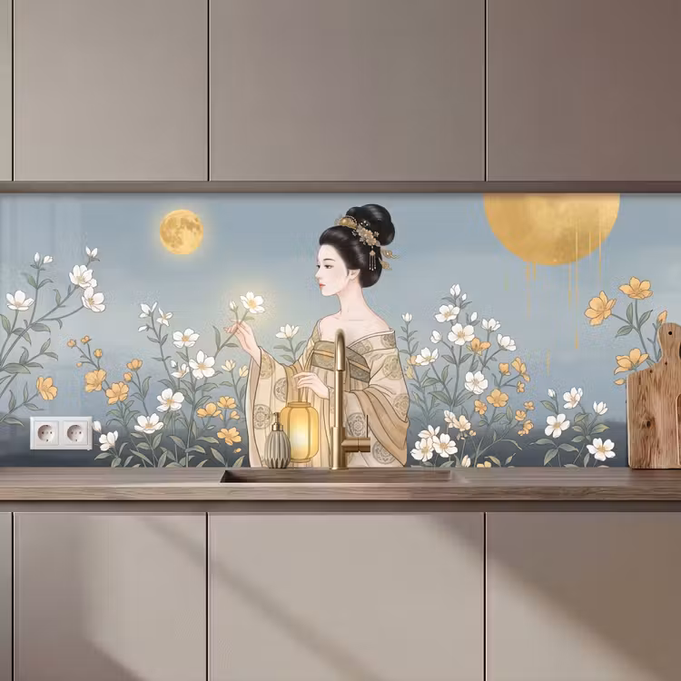 Keuken achterwand - Aziatisch - Vrouw - Kimono — 1