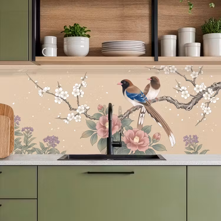 Keuken achterwand - Bloemen - Vogels - Bloemen — 5