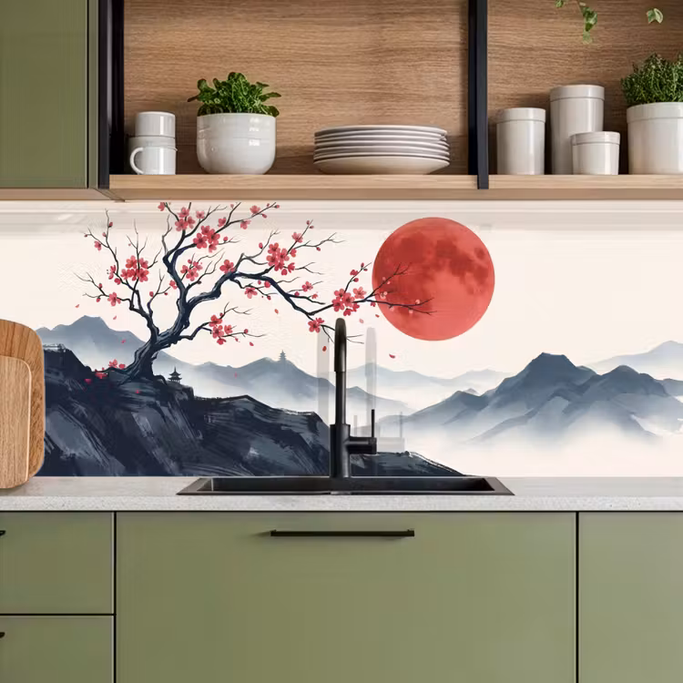 Keuken achterwand - Kersenbloesem - Oosters - Rood — 5