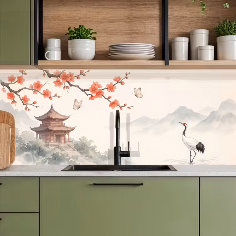 Keuken achterwand - Kraanvogel - Azië - Klassiek — 5