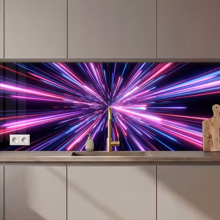 Keuken achterwand - Lichtsnelheid - Ruimte - Roze - Paars — 1