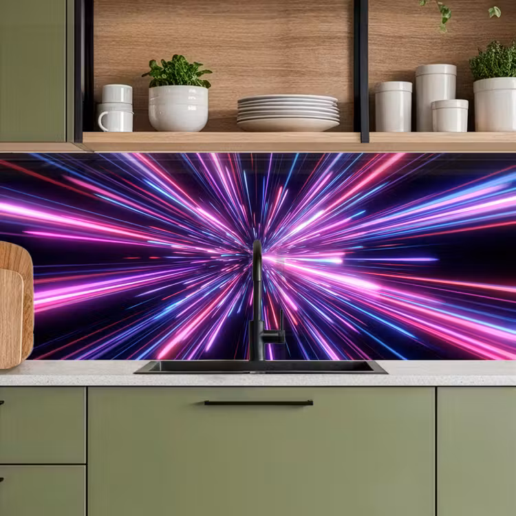 Keuken achterwand - Lichtsnelheid - Ruimte - Roze - Paars — 5