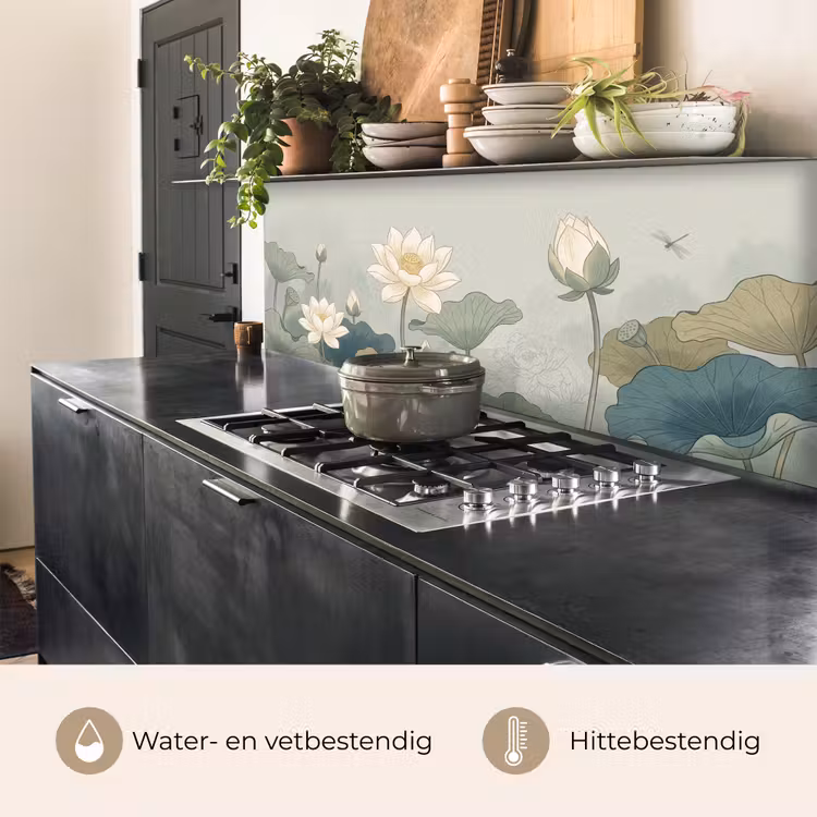 Keuken achterwand - Lotus - Bloemen - Groen — 3