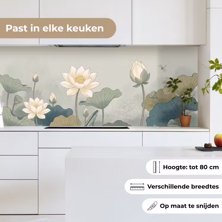 Keuken achterwand - Lotus - Bloemen - Groen — 4
