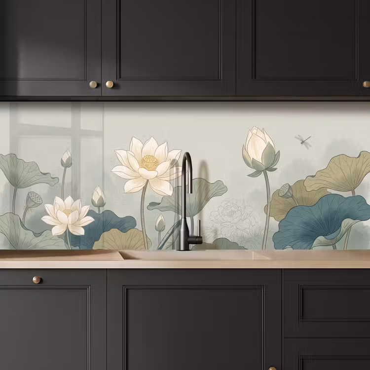 Keuken achterwand - Lotus - Bloemen - Groen — 6
