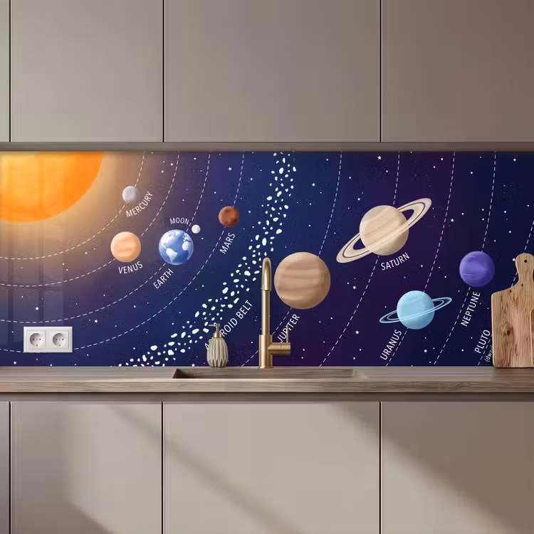 Keuken achterwand - Planetenstelsel - Ruimte - Illustratie — 1