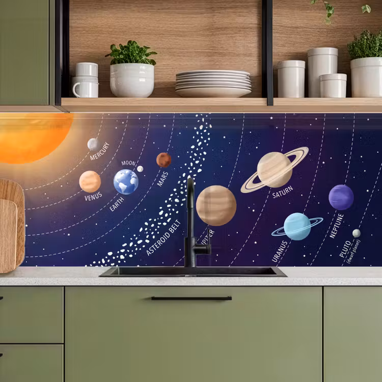 Keuken achterwand - Planetenstelsel - Ruimte - Illustratie — 5