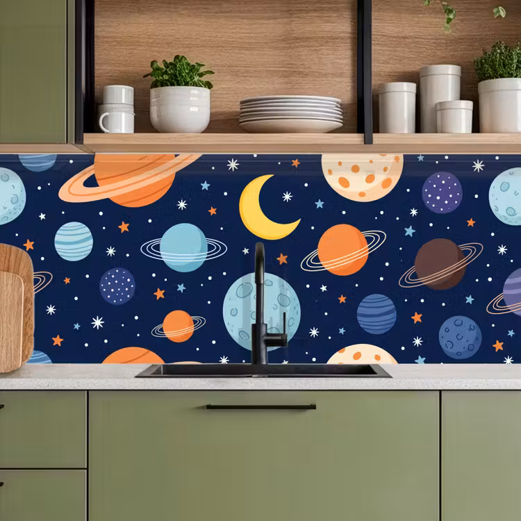 Keuken achterwand - Ruimte - Planeten - Kleurrijk — 5