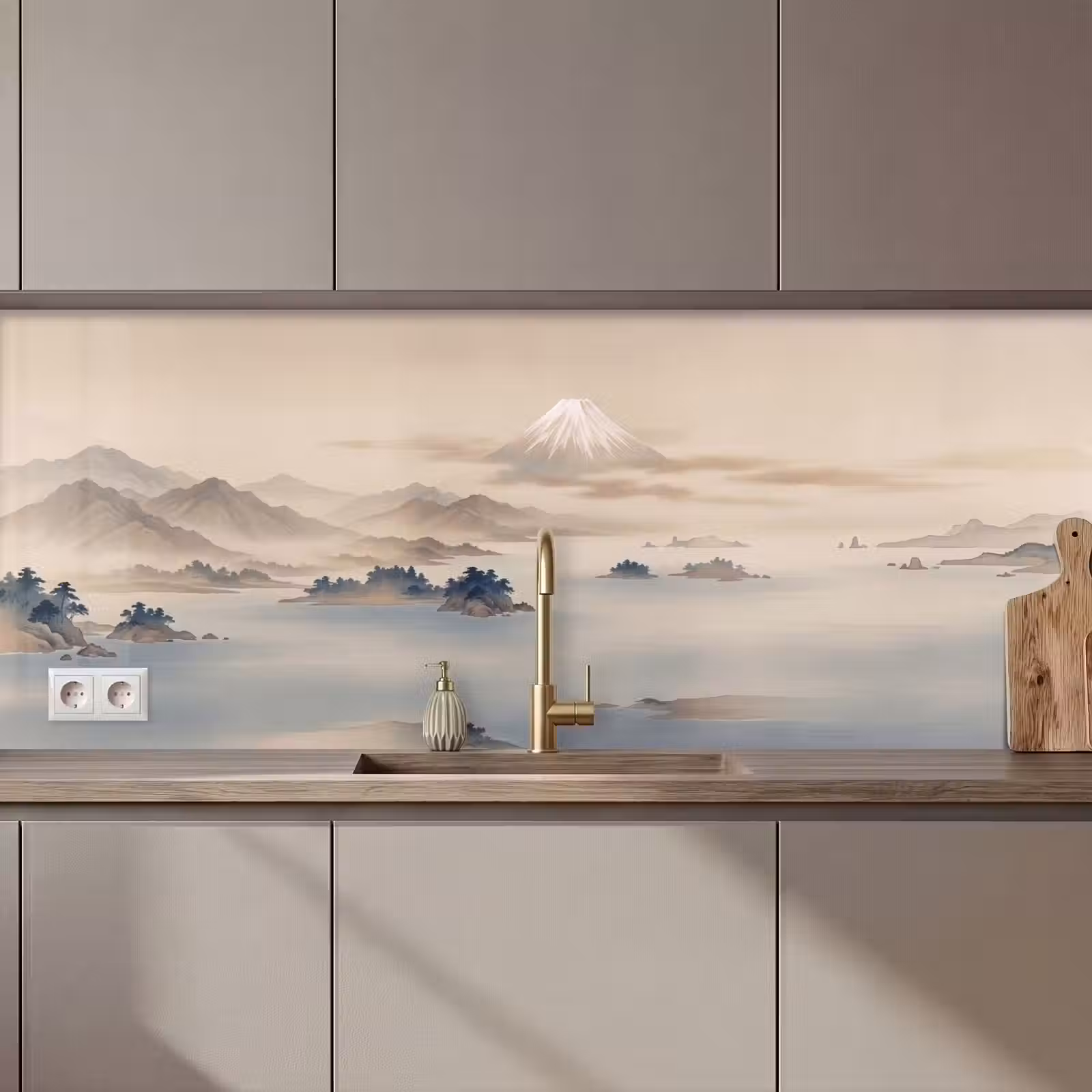 Keuken achterwand - Japans - Landschap - Beige — 1