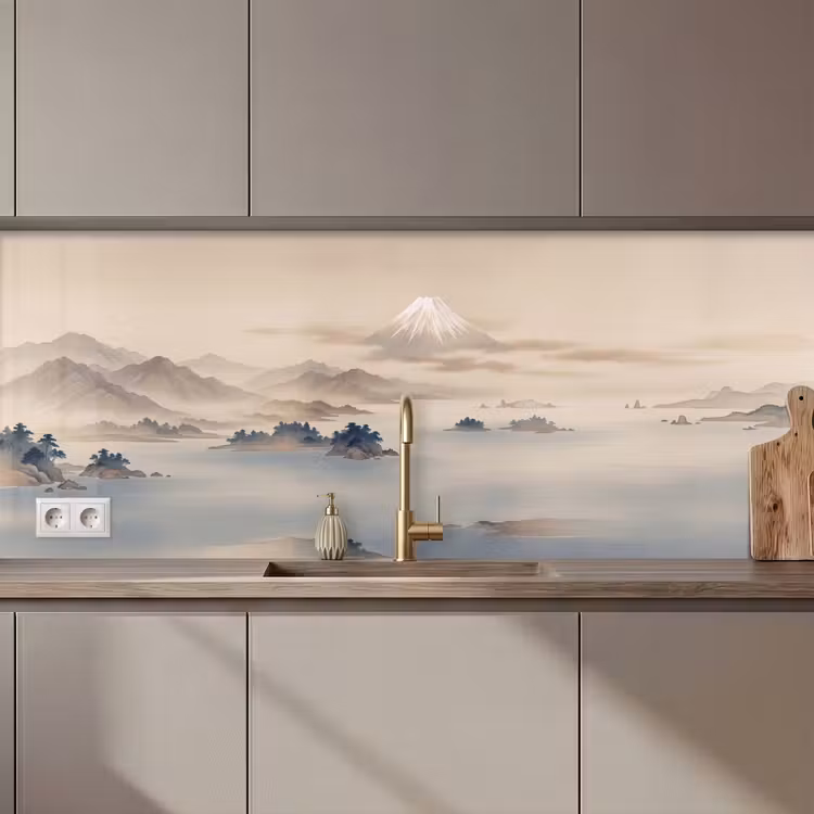 Keuken achterwand - Japans - Landschap - Beige — 1