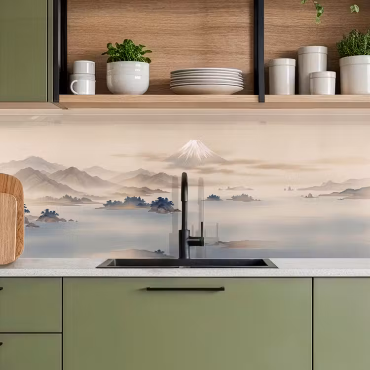 Keuken achterwand - Japans - Landschap - Beige — 5