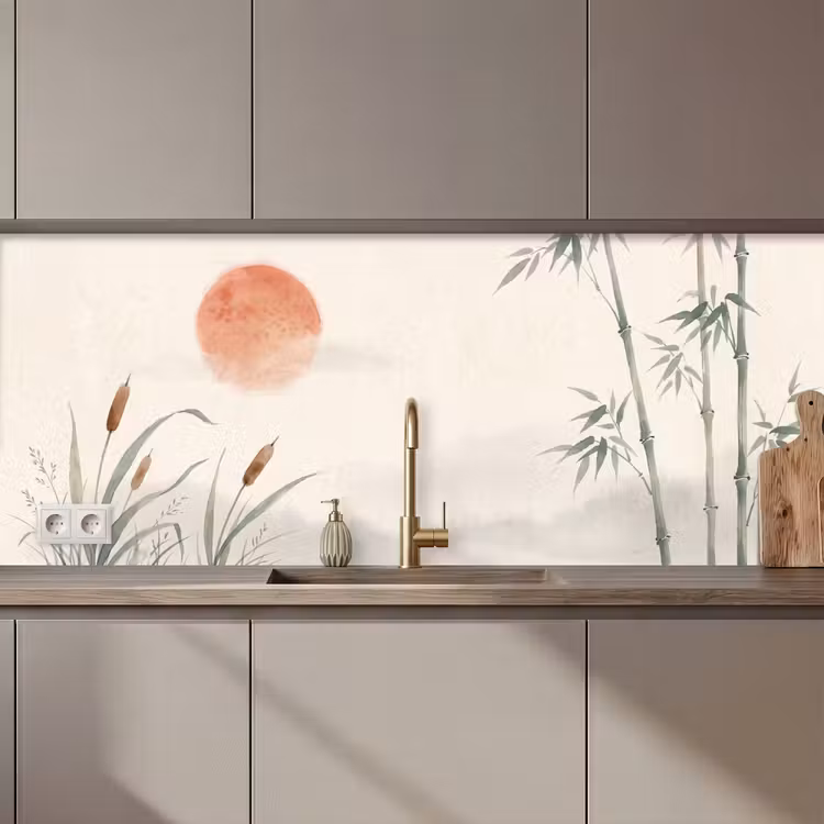 Keuken achterwand - Minimalistisch - Bamboe - Groen — 1