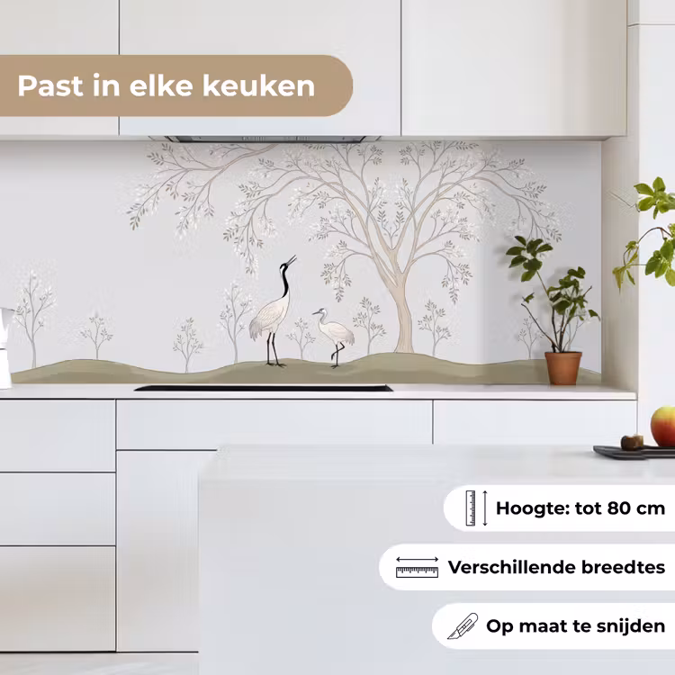 Keuken achterwand - Minimalistisch - Kraanvogels - Blauw — 4