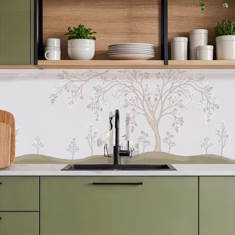 Keuken achterwand - Minimalistisch - Kraanvogels - Blauw — 5