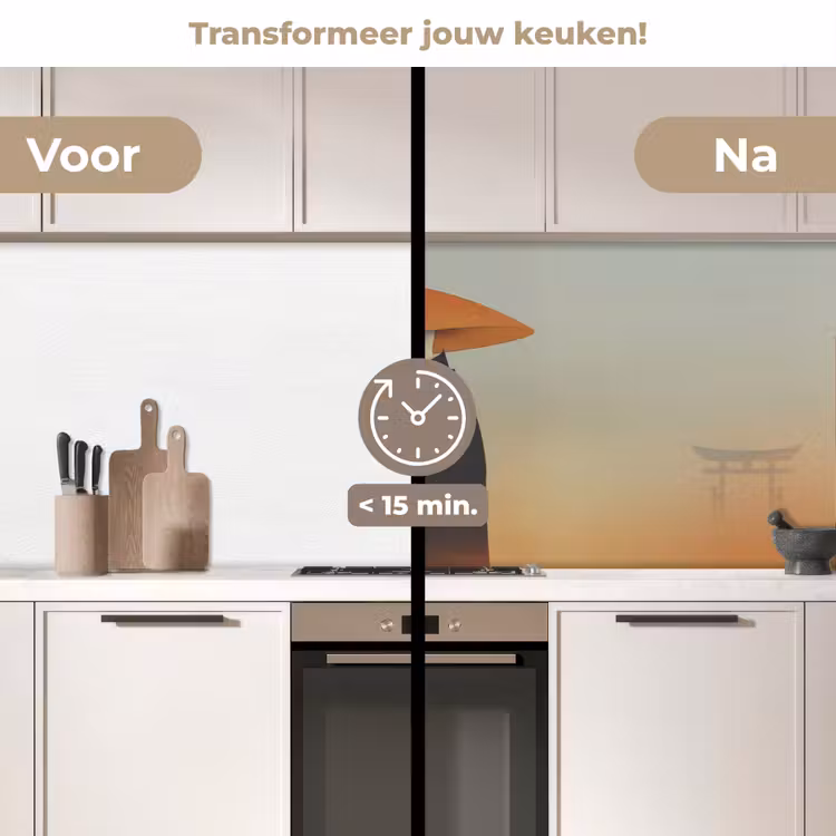 Keuken achterwand - Minimalistisch - Silhouet - Oranje — 2