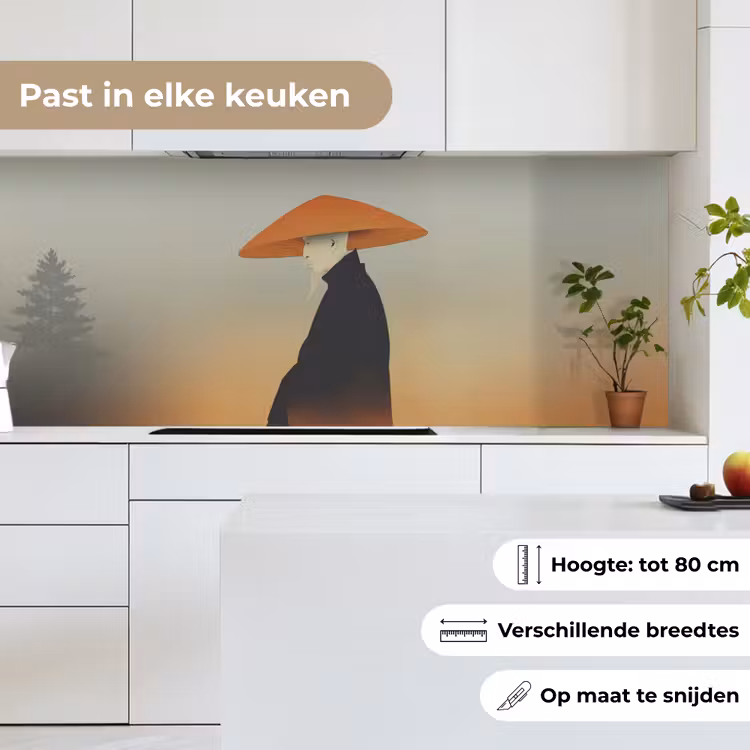 Keuken achterwand - Minimalistisch - Silhouet - Oranje — 4