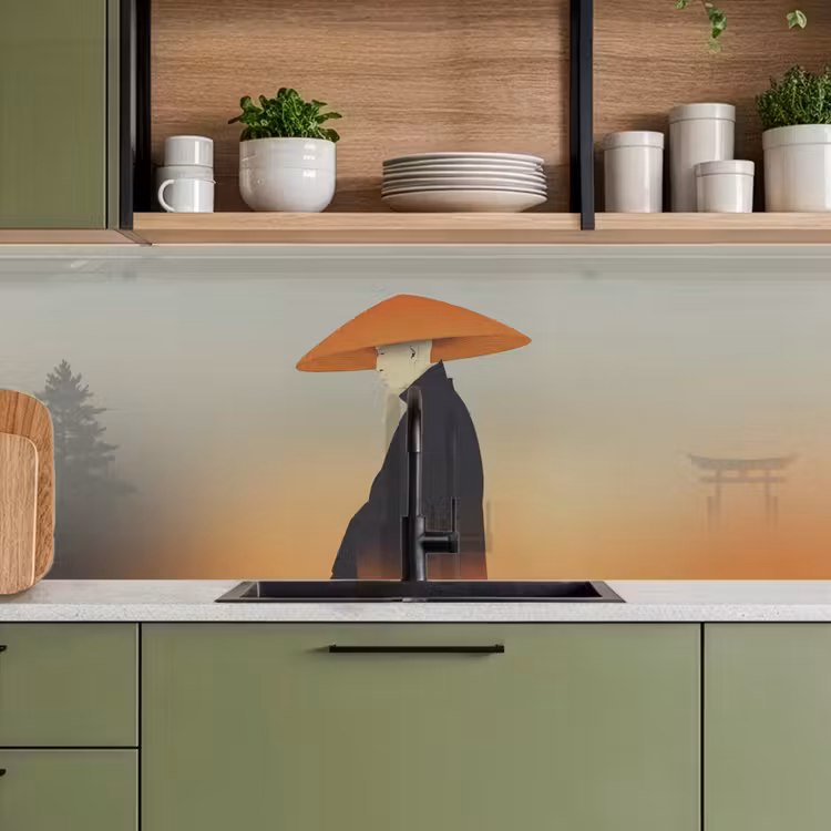 Keuken achterwand - Minimalistisch - Silhouet - Oranje — 5