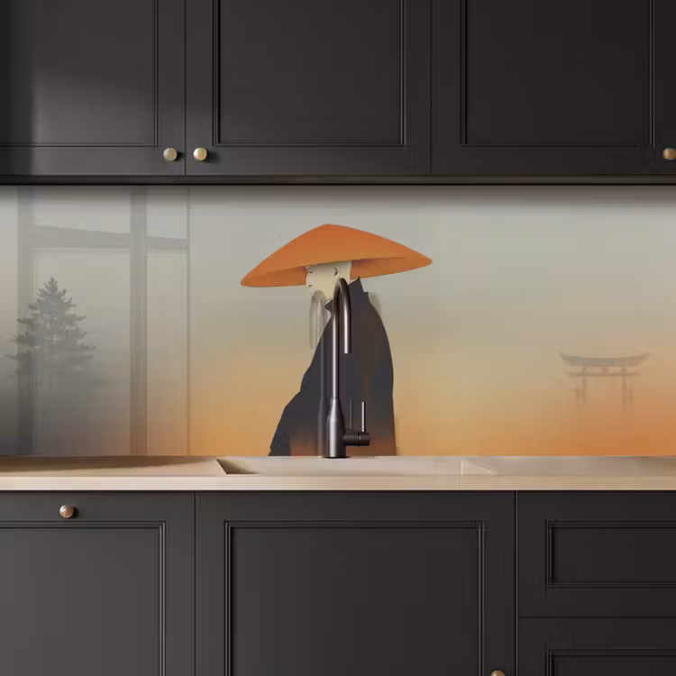 Keuken achterwand - Minimalistisch - Silhouet - Oranje — 6