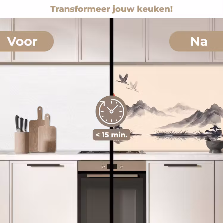Keuken achterwand - Oosters - Kraanvogels - Landschap — 2