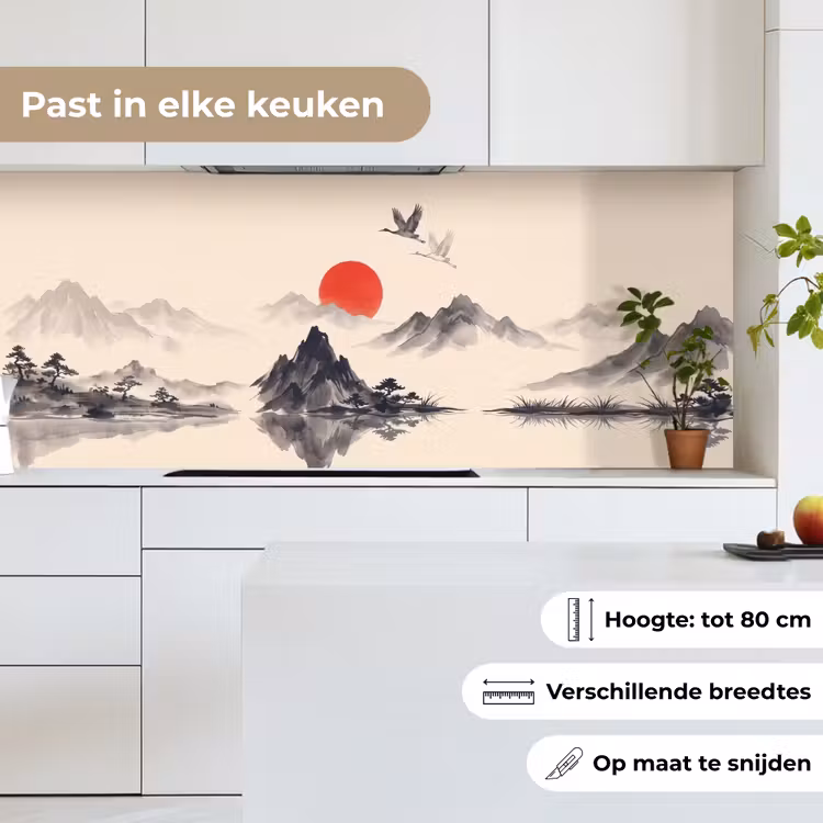 Keuken achterwand - Oosters - Kraanvogels - Landschap — 4
