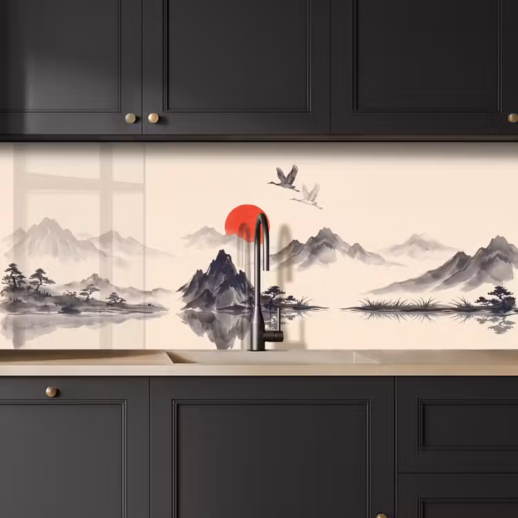 Keuken achterwand - Oosters - Kraanvogels - Landschap — 6
