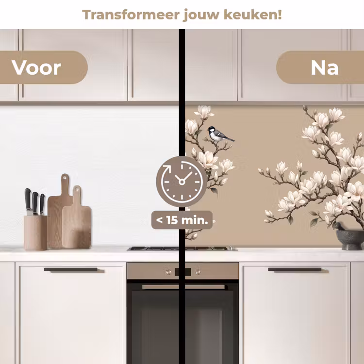 Keuken achterwand - Oosters - Vogels - Beige — 2
