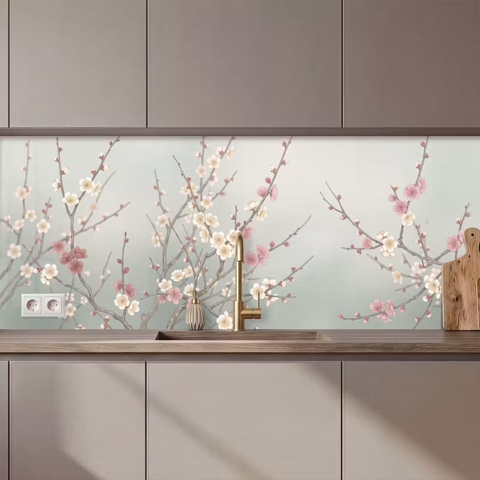 Keuken achterwand - Kersen - Bloesem - Groen — 1