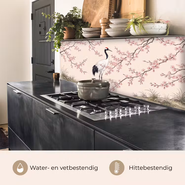 Keuken achterwand - Aziatisch - Kraanvogel - Beige — 3