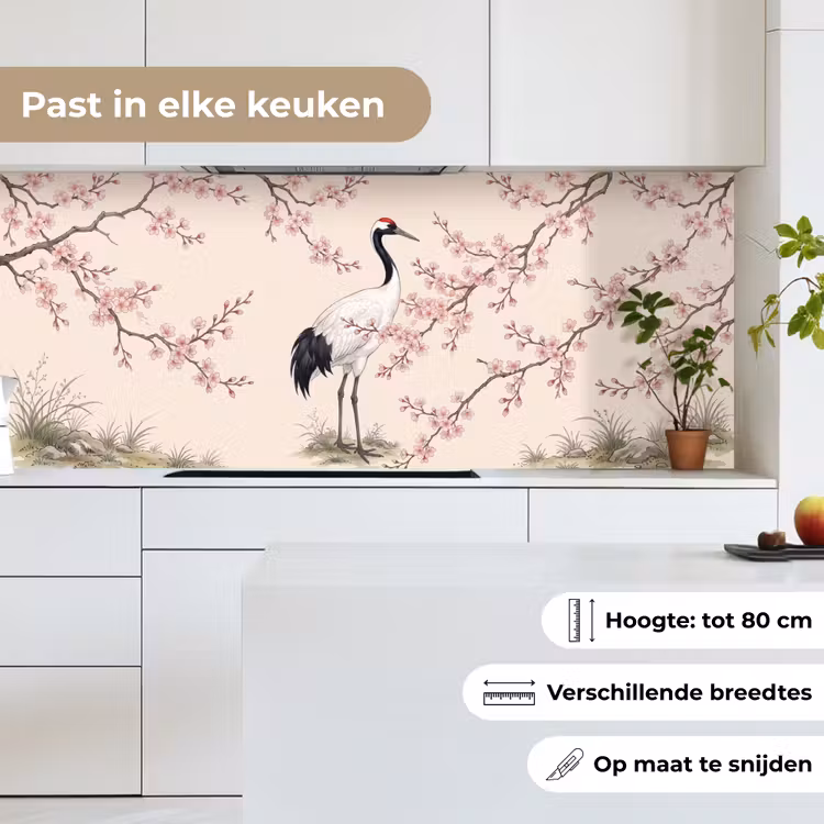 Keuken achterwand - Aziatisch - Kraanvogel - Beige — 4