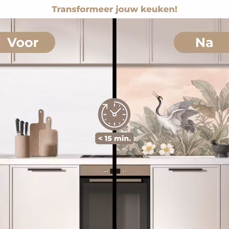 Keuken achterwand - Kraanvogels - Natuur - Roze — 2