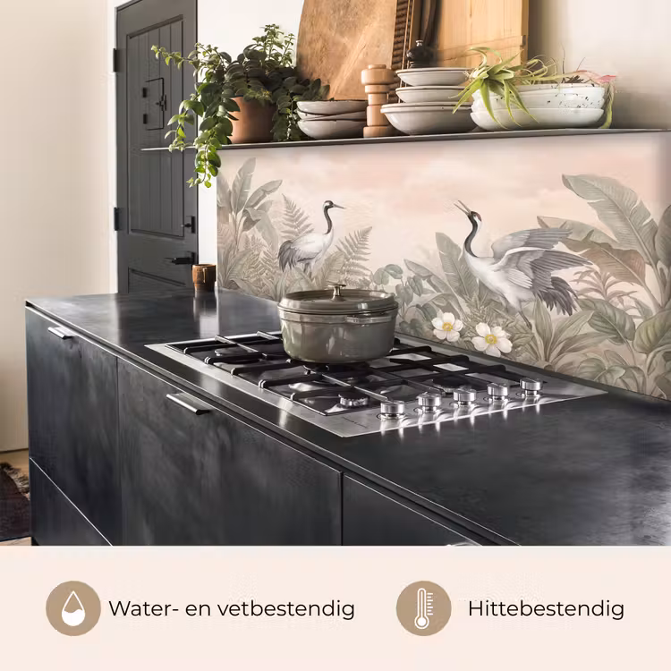 Keuken achterwand - Kraanvogels - Natuur - Roze — 3