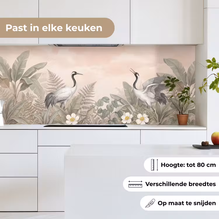 Keuken achterwand - Kraanvogels - Natuur - Roze — 4
