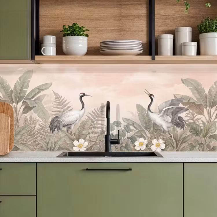Keuken achterwand - Kraanvogels - Natuur - Roze — 5