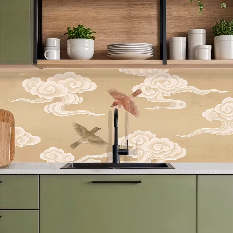 Keuken achterwand - Vogels - Vliegen - Beige — 5