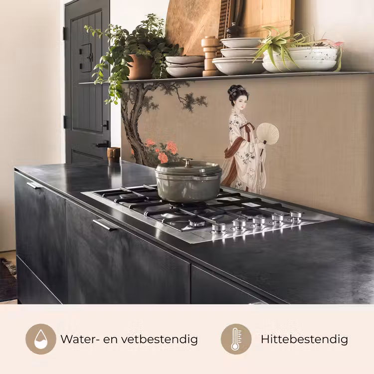 Keuken achterwand - Vrouw - Azië - Kunst - Beige — 3