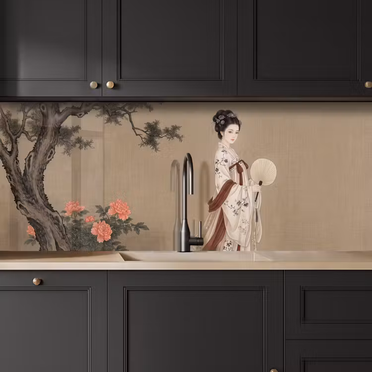 Keuken achterwand - Vrouw - Azië - Kunst - Beige — 6