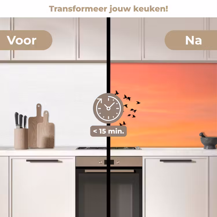 Keuken achterwand - Zwerm - Vogels - Oranje — 2