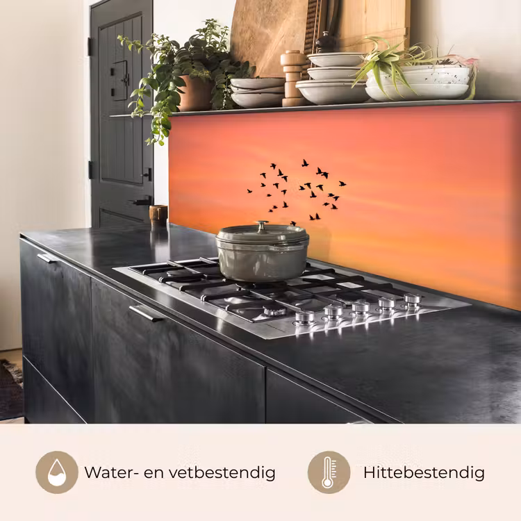 Keuken achterwand - Zwerm - Vogels - Oranje — 3