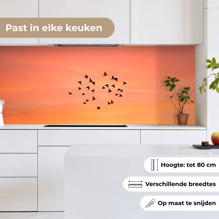 Keuken achterwand - Zwerm - Vogels - Oranje — 4
