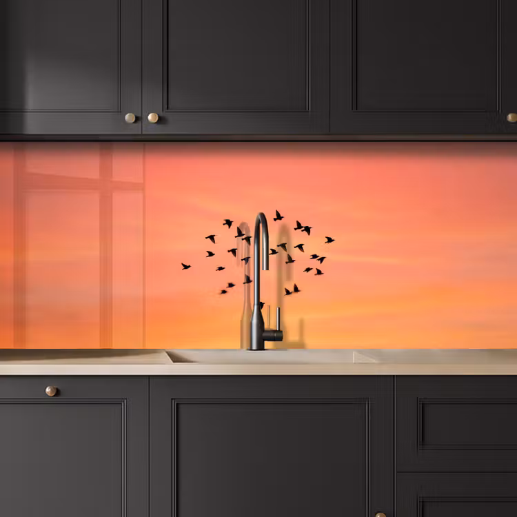 Keuken achterwand - Zwerm - Vogels - Oranje — 6