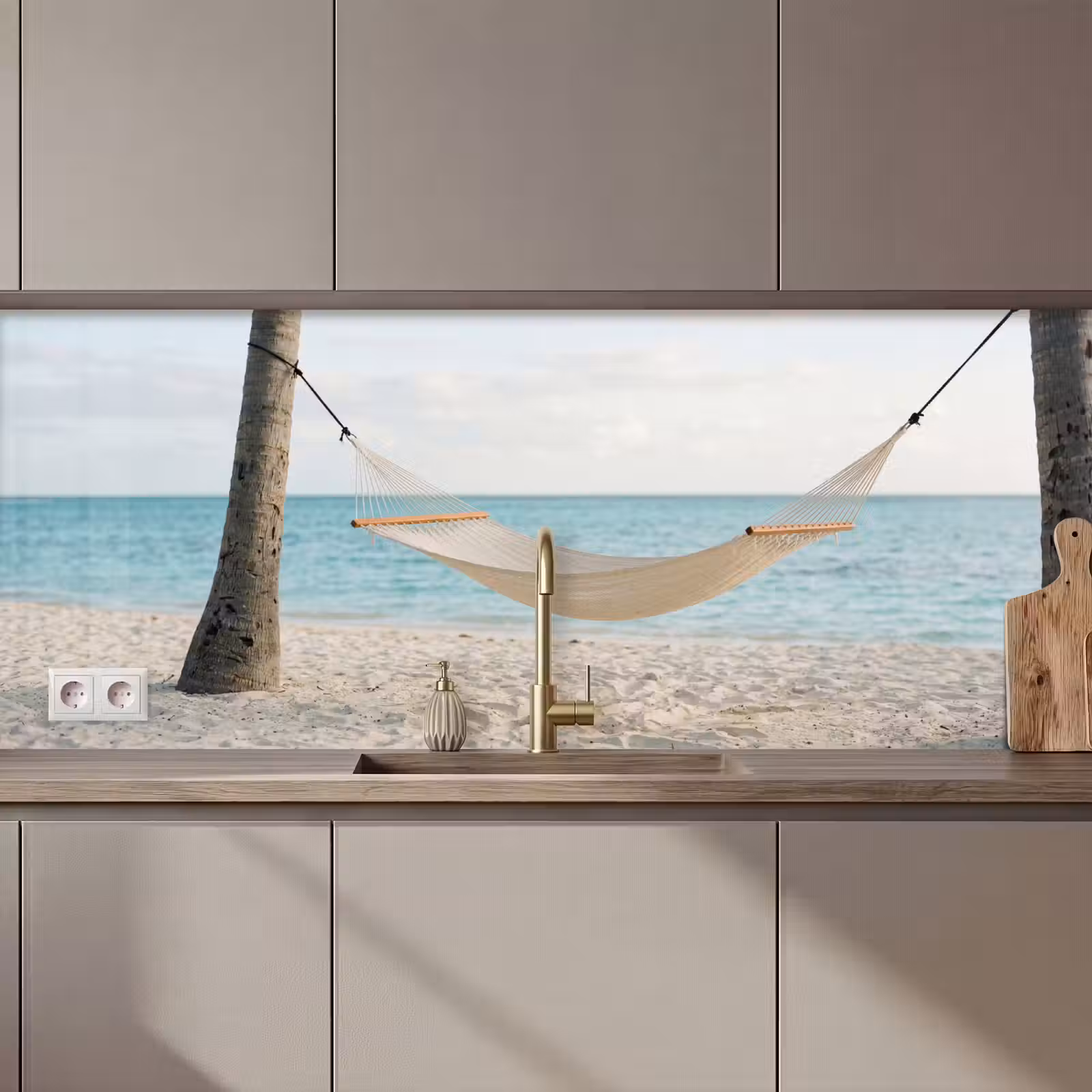 Keuken achterwand - Hangmat - Strand - Wit — 1